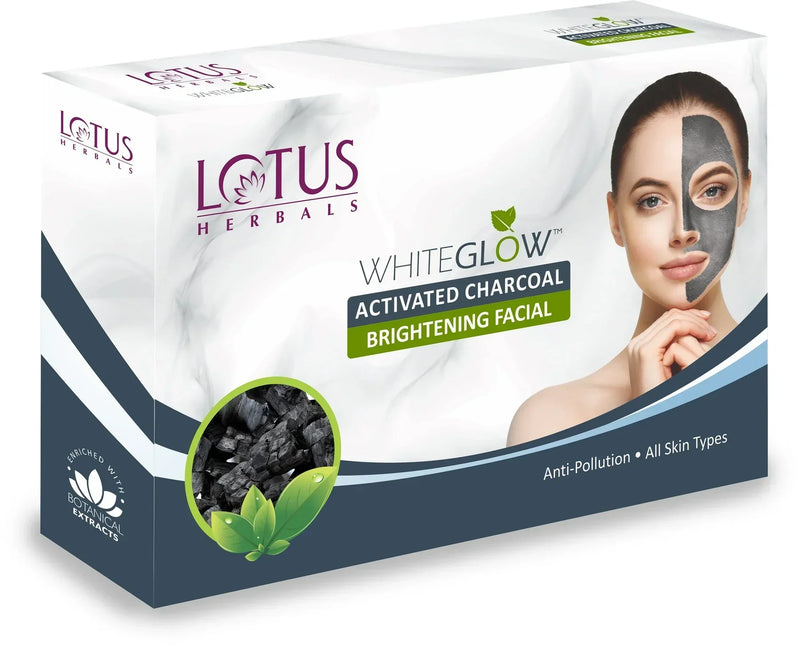 Lotus Herbals WhiteGlow Activated Charcoal Brightening Facial kit (47 g) - Indicrest Buy at Indicrest
