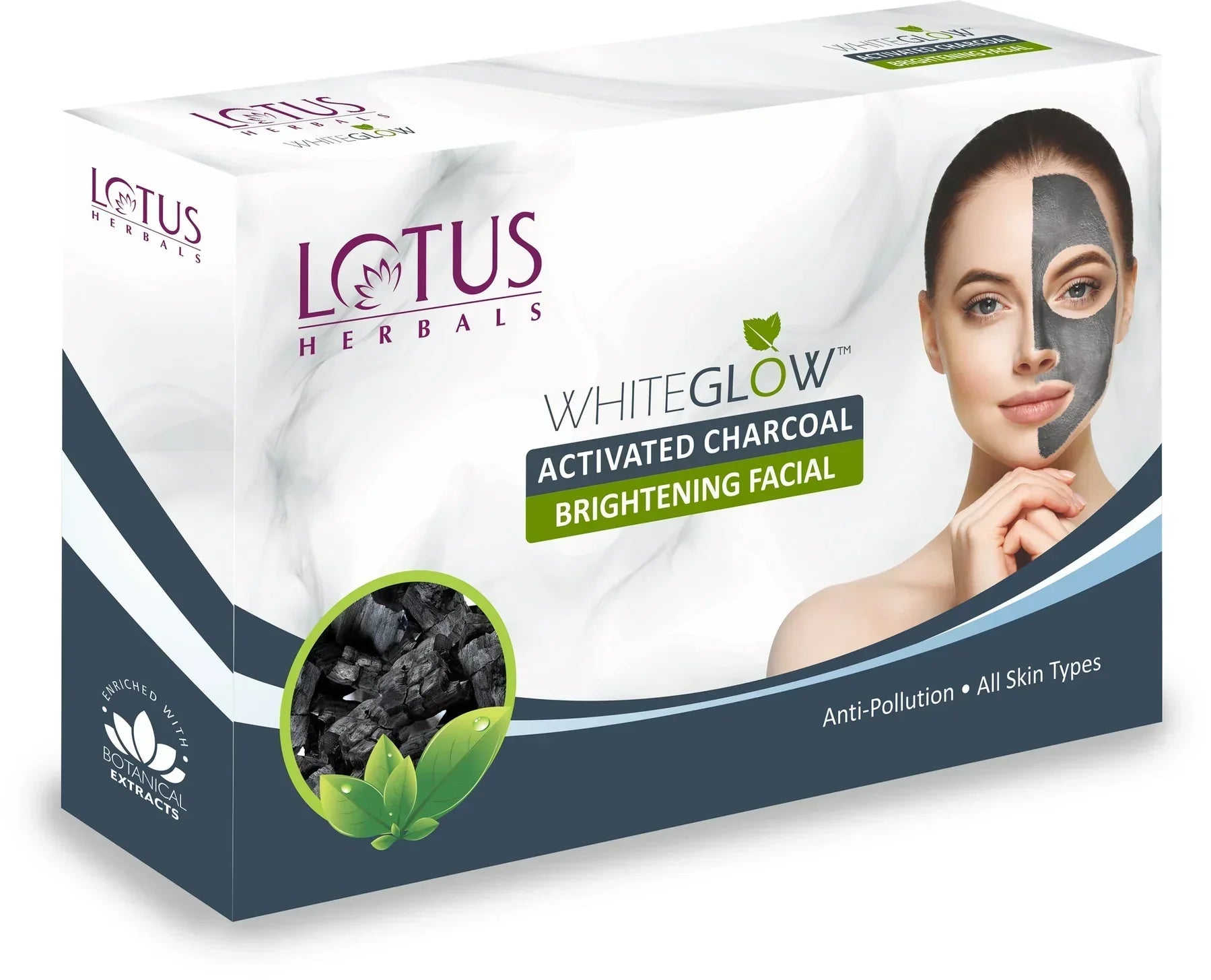 Lotus Herbals WhiteGlow Activated Charcoal Brightening Facial kit (47 g) Small - Indicrest