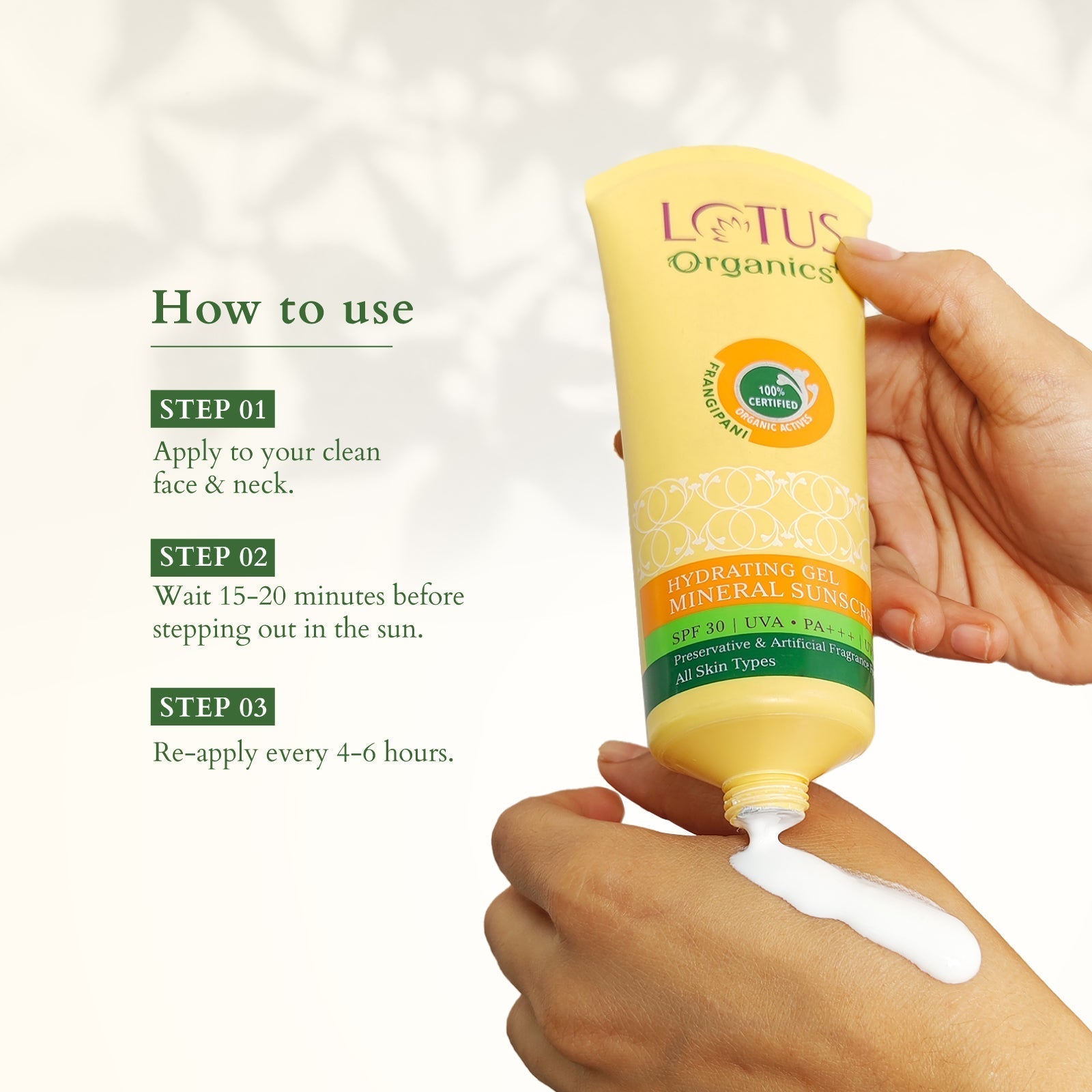 Lotus Organics+ Hydrating Gel Mineral Sunscreen, 50g – SPF 30 Protection & Moisture