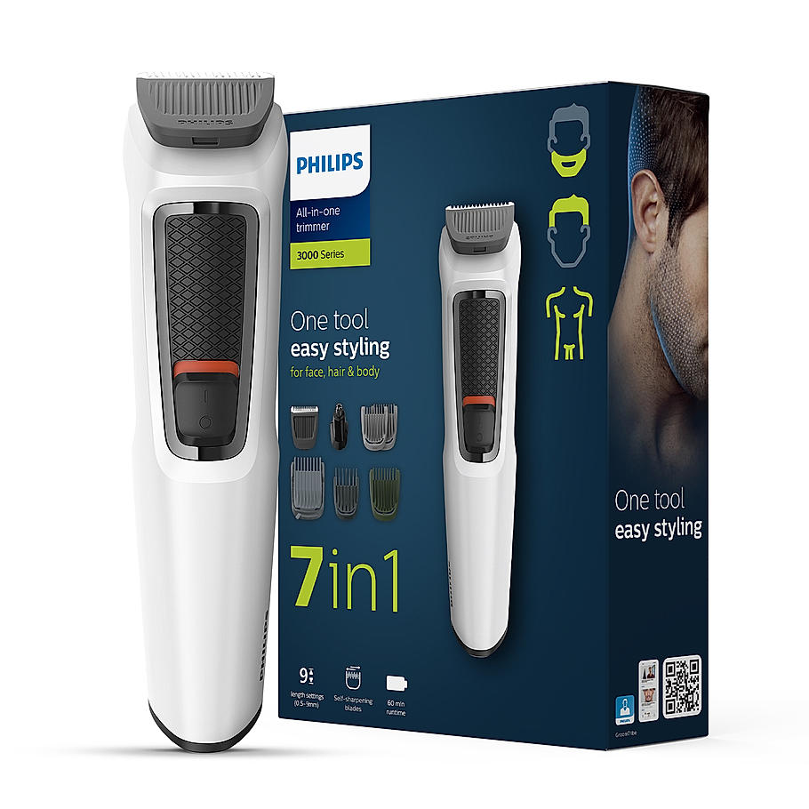 Philips India's No.1 Men's Trimmer- | 7 in 1 Pro Kit Face, Body & Private Part, MG3721/65