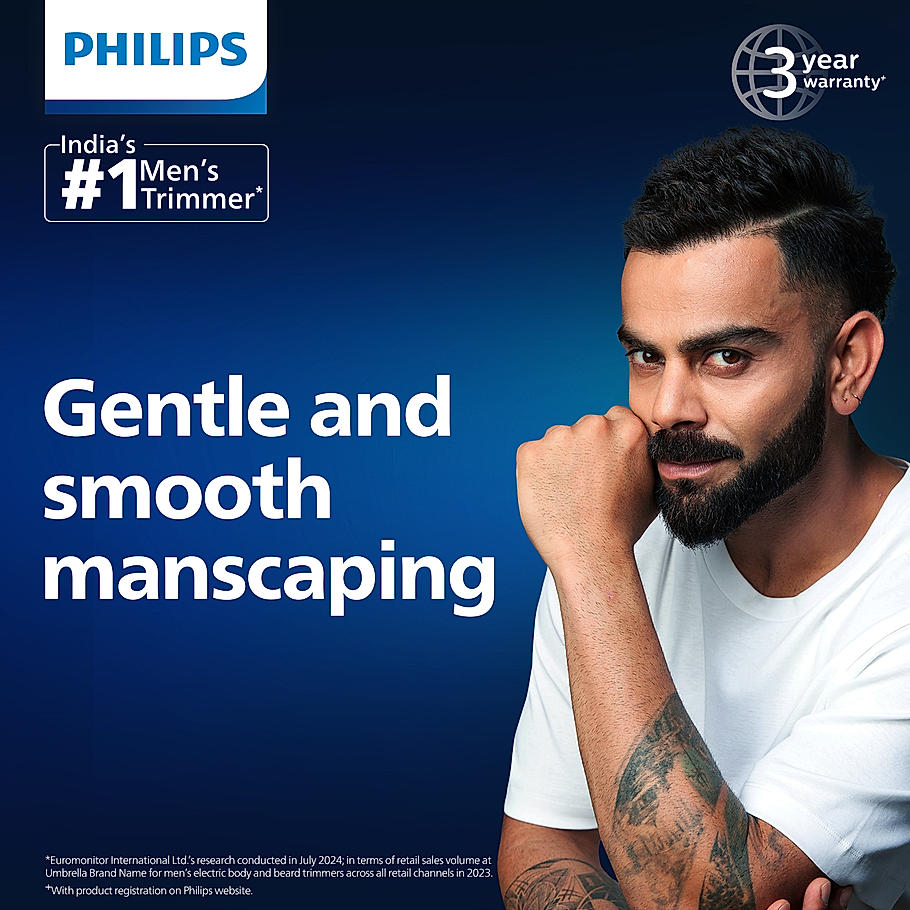 Philips Body Trimmer- for Men Skin Safe Grooming for Private Parts I 13 in 1 for Head To Toe Grooming , Twin Trim All Metal Steel Blades , 120 min Runtime , Beard Sense Technology MG5930/65