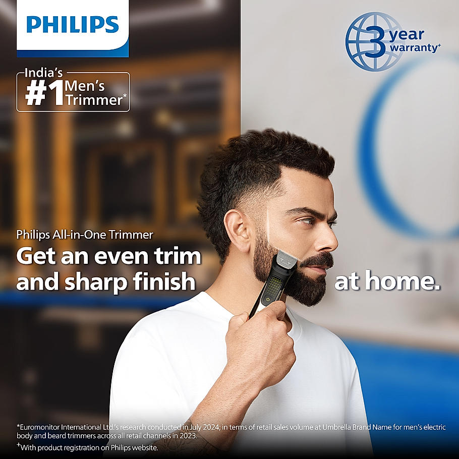 Philips India's No.1 Men's Trimmer- | Pro Beard Sense Technology|15 in 1 Pro Kit Face, Body & Private Parts | Premium All Metal Body I 2+3 Year Extended Warranty I 120min Runtime I 5min Quick Charge MG9551/65