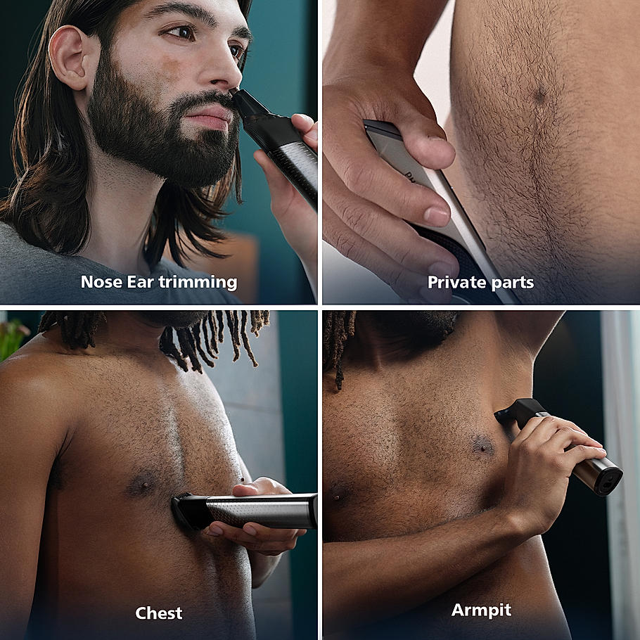 Philips India's No.1 Men's Trimmer- | Pro Beard Sense Technology|15 in 1 Pro Kit Face, Body & Private Parts | Premium All Metal Body I 2+3 Year Extended Warranty I 120min Runtime I 5min Quick Charge MG9551/65