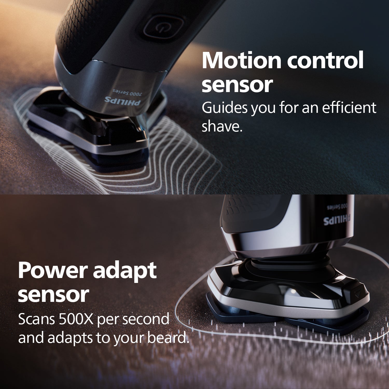 Philips Electric Shaver for Men | Close shave, advanced skin protection with advanced SkinIQ Technology | Smooth glide, close shave, even on 3-day beards | Senses, Adapts and guides on the correct motion | 360 D Flexing heads | S7887/35