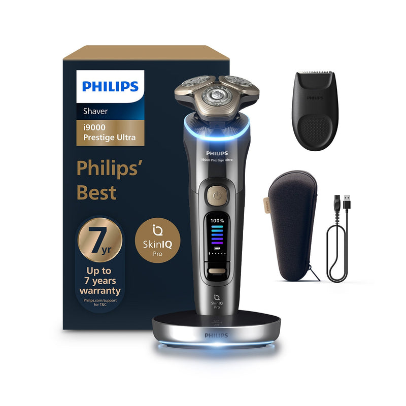 Philips Shaver i9000 Prestige Ultra, Wet & Dry Electric Shaver, Dark Slate, Skin IQ Pro Technology, Triple Lift & Cut System, 360 Rotating noTech Precision Blades, 5 Shaving Modes, Model XP9402/11 Buy at Indicrest
