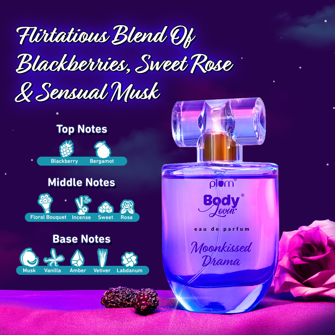 Plum Moonkissed Drama Eau De Parfum (Perfume) by Plum BodyLovin' | Long Lasting | Floral-Musky Fragrance | Supremely Luxurious | Perfect For All Occasions, 50ml