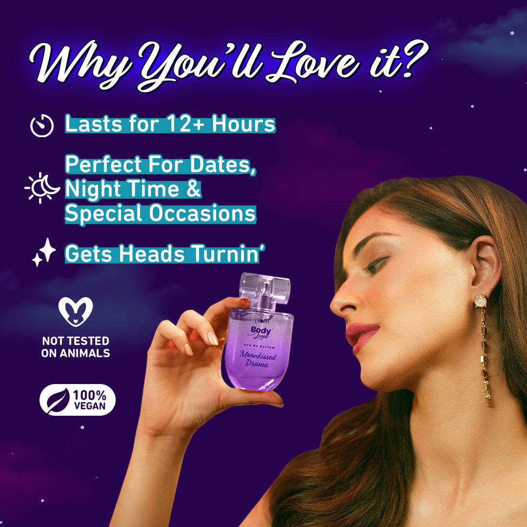 Plum Moonkissed Drama Eau De Parfum (Perfume) by Plum BodyLovin' | Long Lasting | Floral-Musky Fragrance | Supremely Luxurious | Perfect For All Occasions, 50ml