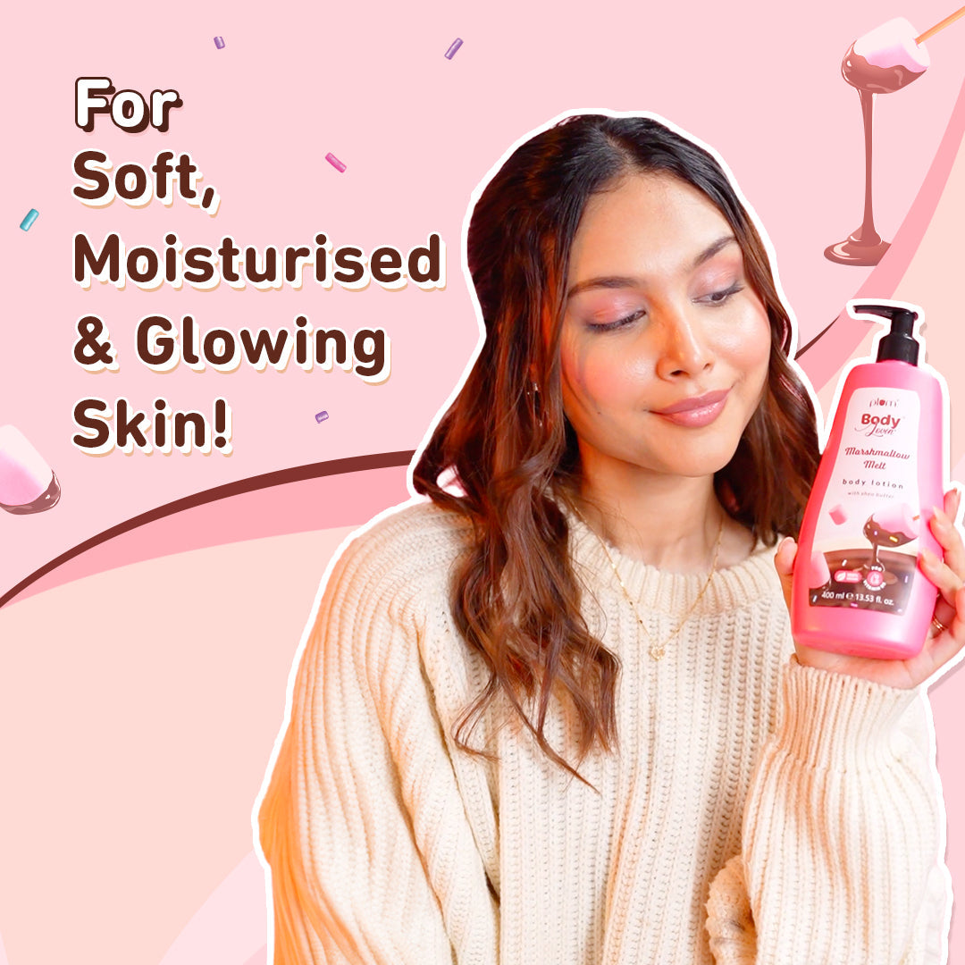 Plum Marshmallow Melt Body Lotion by Plum BodyLovin' | Instant & Intense Moisturization | Shea Butter & Vitamin B5 | Marshmallow Cocoa Fragrance | Non-Greasy | Normal To Dry Skin, 400ml