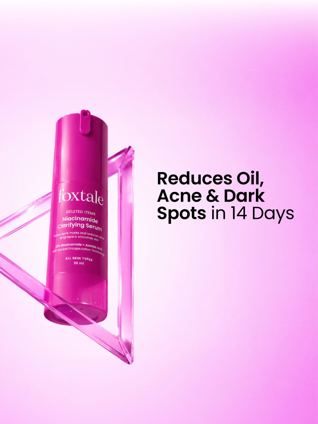 Foxtale 12% Niacinamide Clarifying Serum Controls oil, reduces acne, and fades dark spots in 14 days | 30 ml - Buy from Indicrest