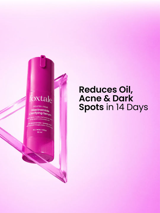 Foxtale 12% Niacinamide Clarifying Serum Controls oil, reduces acne, and fades dark spots in 14 days | 30 ml - Buy from Indicrest