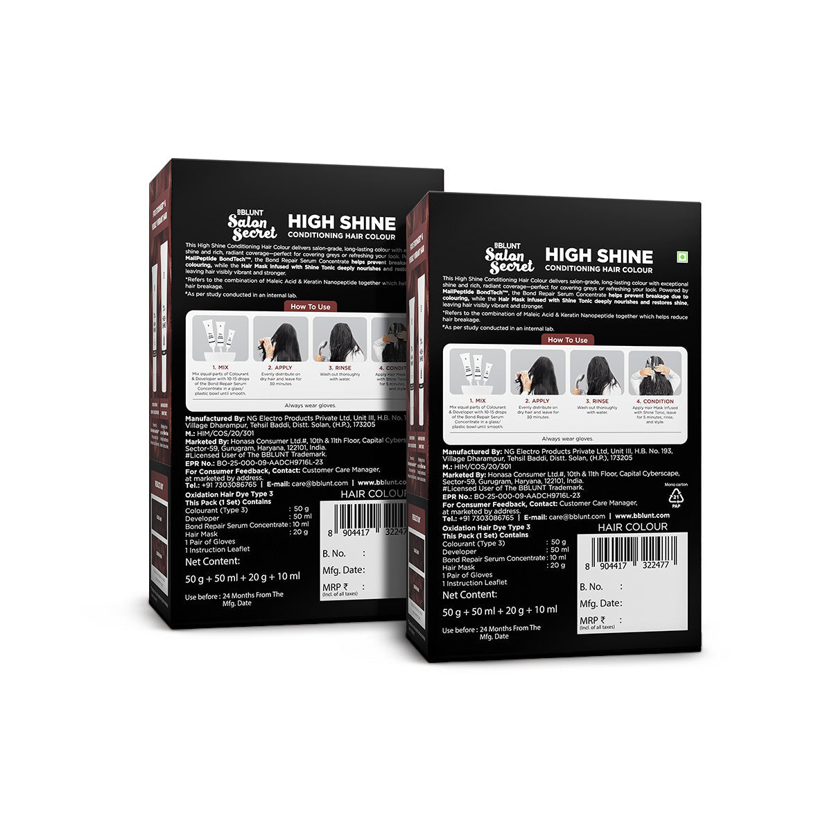 Bblunt High Shine Conditioning Hair Colour Pack of 3, Mahogany Reddish Brown Shade 4.56 Pack of 3 - Image 13 - Buy from Indicrest