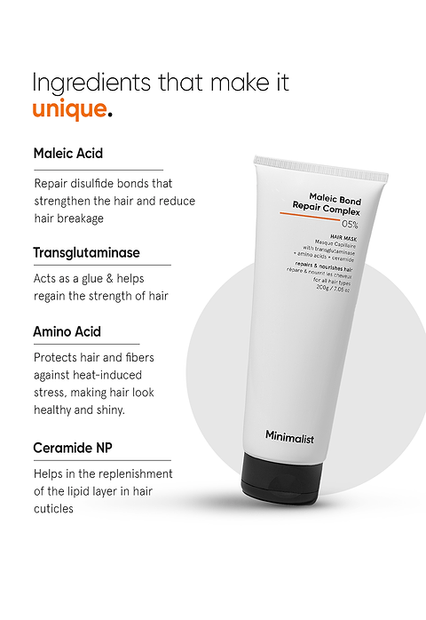 Minimalist Maleic Bond Repair Complex 5% Hair Mask For Repairs and nourishes hair, 100g - Image 4 - Buy from Indicrest