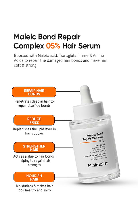 Minimalist Maleic Bond Repair Complex 5% Hair Serum For Repairs and protect hair bonds, 10ml - Image 3 - Buy from Indicrest