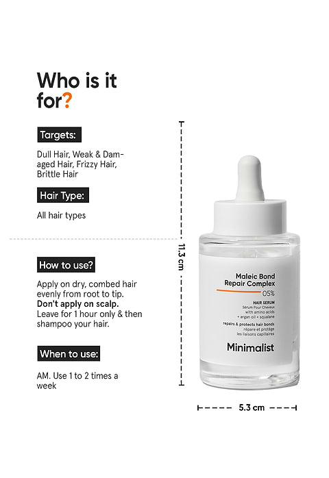 Minimalist Maleic Bond Repair Complex 5% Hair Serum For Repairs and protect hair bonds, 50ml - Image 4 - Buy from Indicrest