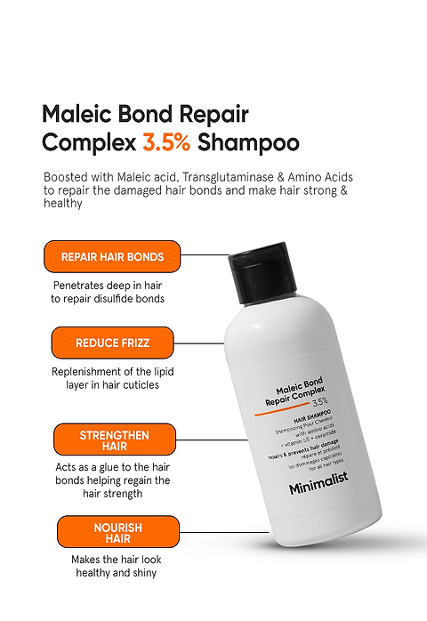 Minimalist Maleic Bond Repair Complex 3.5% Hair Shampoo For Repairs and prevents hair damage, 250 ml - Image 3 - Buy from Indicrest