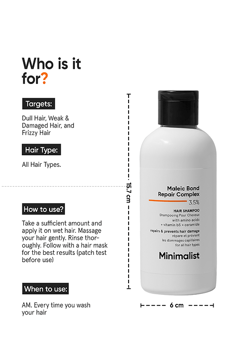 Minimalist Maleic Bond Repair Complex 3.5% Hair Shampoo For Repairs and prevents hair damage, 250 ml - Image 4 - Buy from Indicrest
