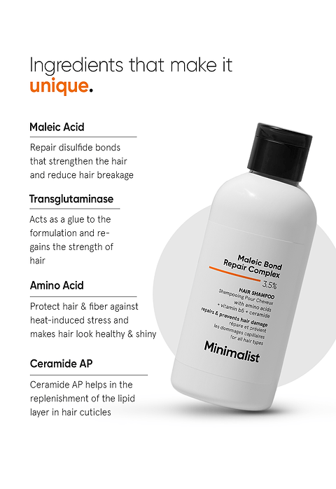 Minimalist Maleic Bond Repair Complex 3.5% Hair Shampoo For Repairs and prevents hair damage, 100 ml - Image 4 - Buy from Indicrest