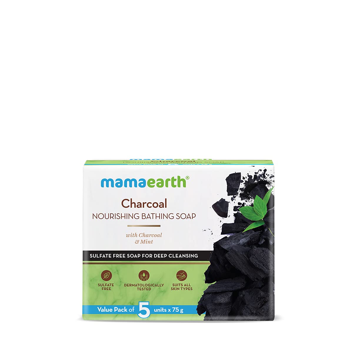 Mamaearth Charcoal Nourishing Soap, 5x75g - Indicrest