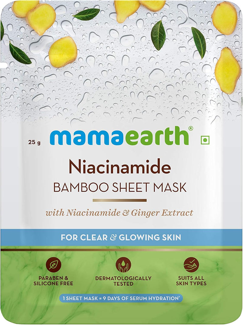 Mamaearth Niacinamide Bamboo Sheet Mask, 25g - Indicrest Buy at Indicrest