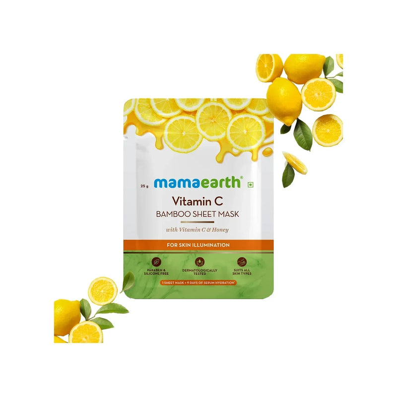 Mamaearth Vitamin C Bamboo Sheet Mask, 25g - Indicrest Buy at Indicrest