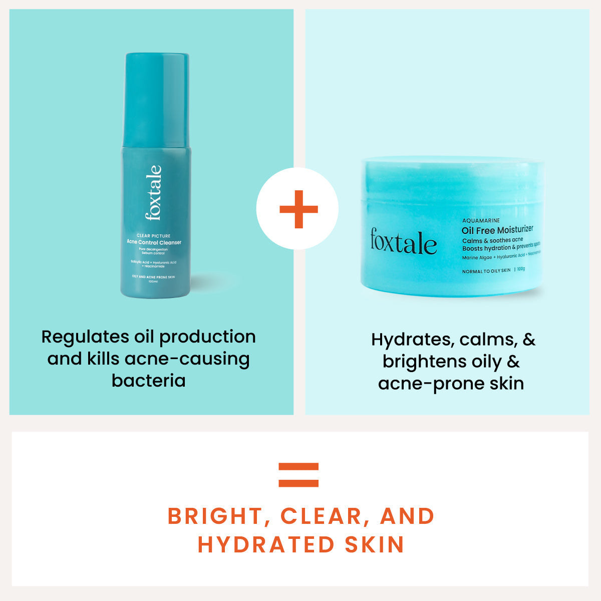 Foxtale Anti Acne Supplies Acne Control Cleanser with Salicylic Acid + Oil Free Moisturizer - Image 2 - Buy from Indicrest