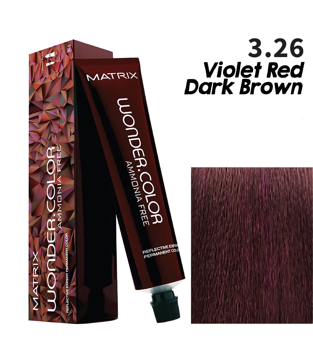 Matrix Wonder Color Ammonia Free Permanent Hair Color - 3.26-3VR - Violet Red Dark Brown - (90ml) - Indicrest