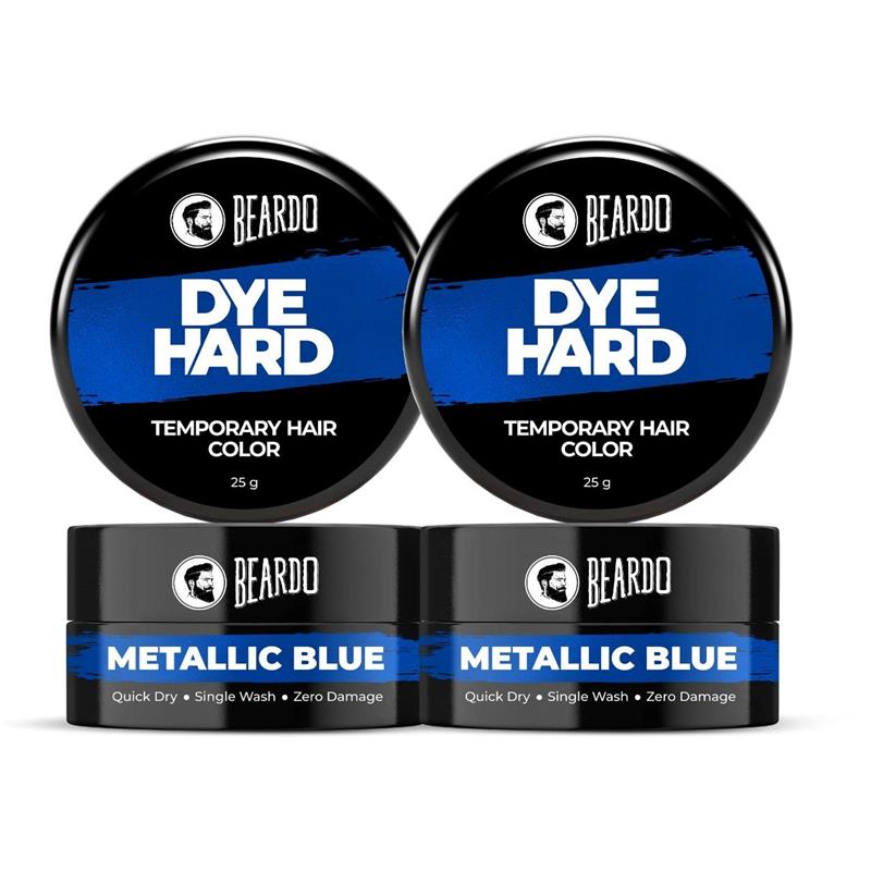 Beardo Dye Hard Temporary Hair Color Metallic Blue, Pack of 2 - Buy from Indicrest