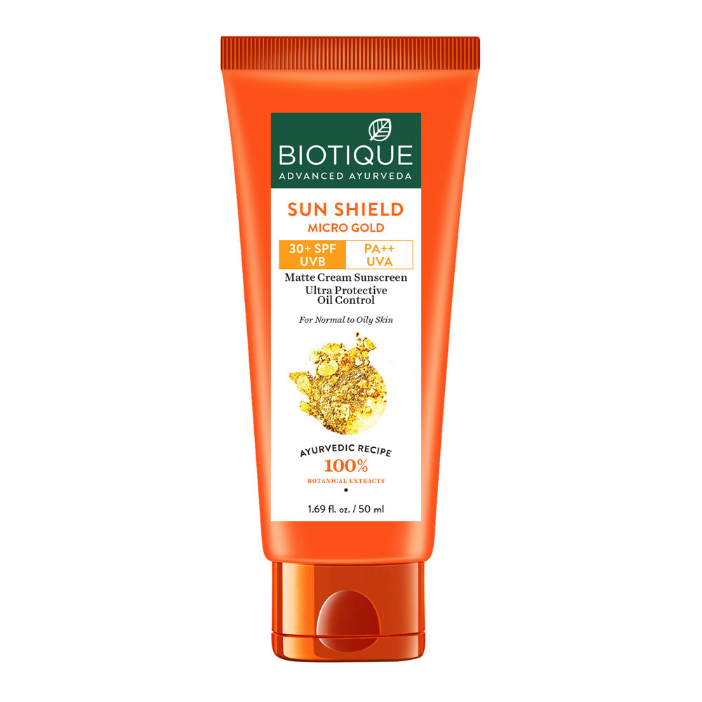 Biotique Sun Shield Micro Gold Matte Cream 30+ SPF Uav Sunscreen Ultra Protective Oil Control, 50ml - Buy from Indicrest