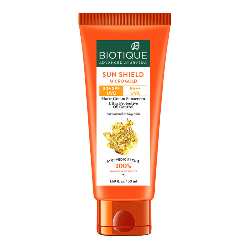 Biotique Sun Shield Micro Gold Matte Cream 30+ SPF Uav Sunscreen Ultra Protective Oil Control, 50ml - Buy from Indicrest