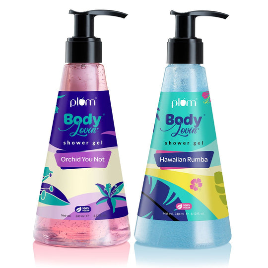 Plum Floral & Beachy Shower Gel Duo, 240ml +240ml by Plum BodyLovin' Sls-Free | hydrating formula | fresh beachy & floral fragrance | aloe-infused body wash Buy at Indicrest