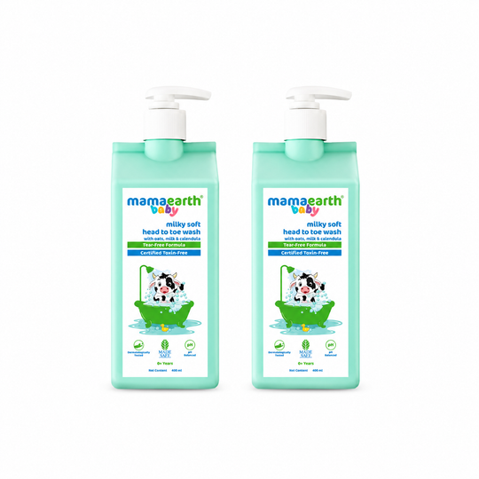 Mamaearth Milky Soft Head to Toe Wash With Oats, Milk, and Calendula for Babies, Pack of 2 X 400ml - Buy from Indicrest