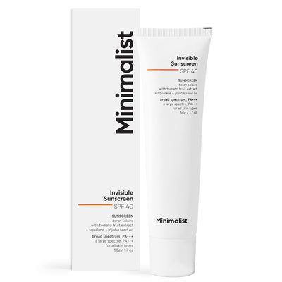 Minimalist Invisible Sunscreen SPF 40+ PA +++ with Tomato Fruit Extract, Squalane & Jojoba Seed Oil, 50ml