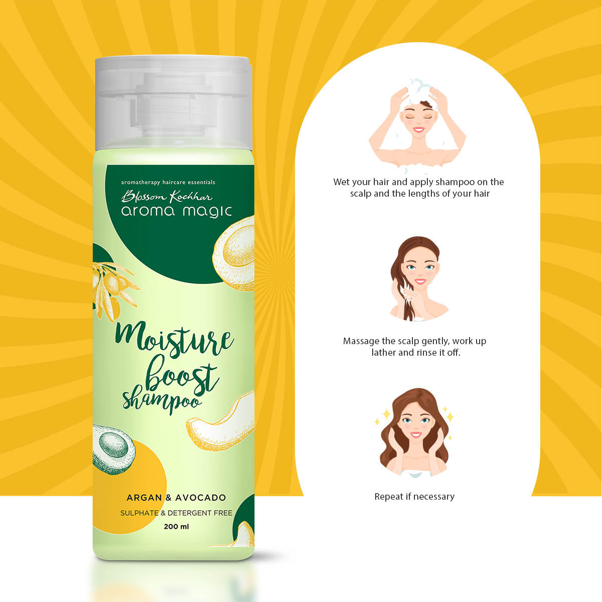 Aroma Magic Moisture Boost Shampoo For Dry & Damaged Hair, 200ml - Image 5 - Buy from Indicrest