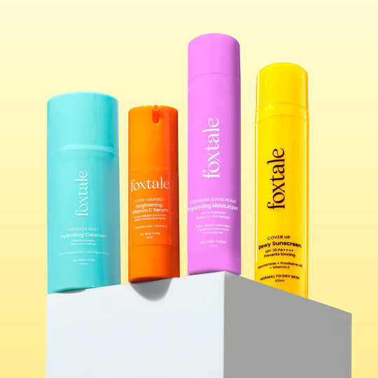 Foxtale Morning Glory with CoverUp Dewy Sunscreen Hydrating Face Wash + Vitamin C Serum + Hydrating Moisturizer with Ceramide - Buy from Indicrest