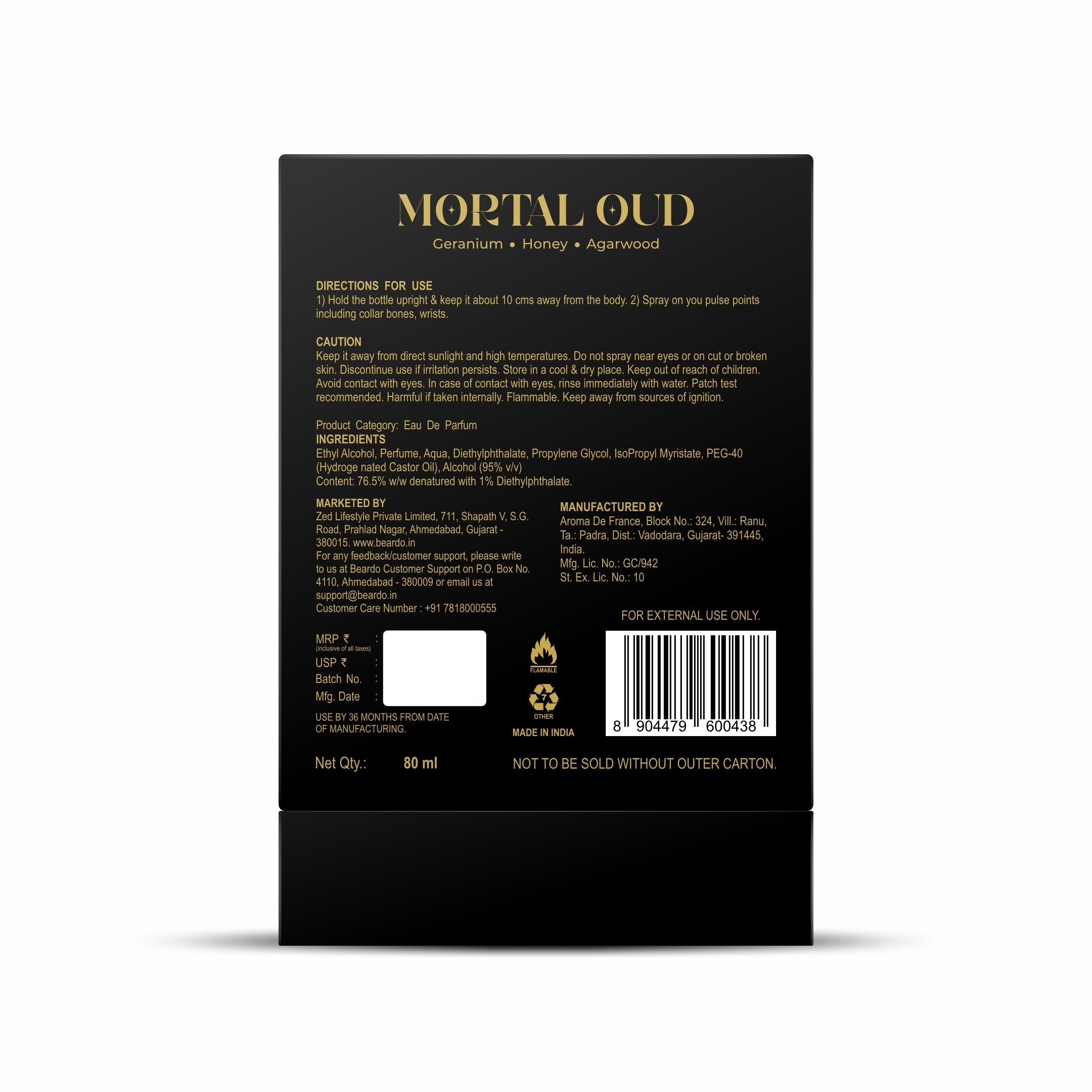 Beardo Mortal Oud Perfume EDP, 80ml - Image 7 - Buy from Indicrest