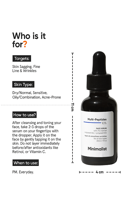 Minimalist Multi-Peptides 10% Face Serum For  Firmer, Younger Looking Skin, 30ml - Image 3 - Buy from Indicrest