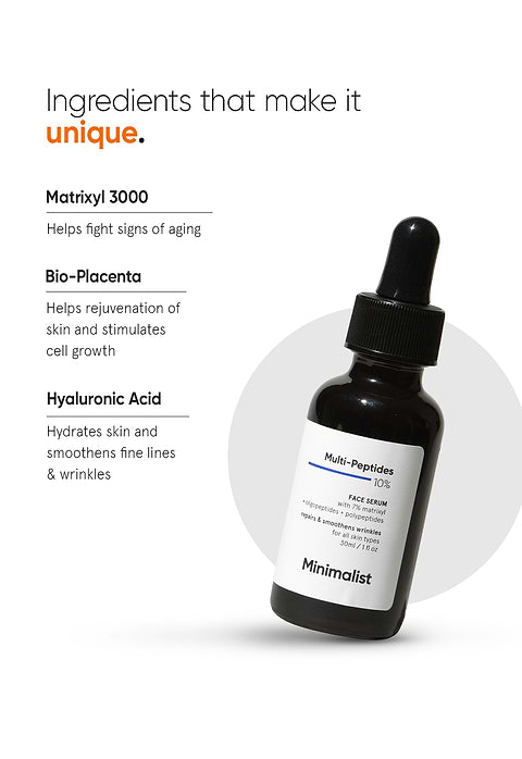 Minimalist Multi-Peptides 10% Face Serum For  Firmer, Younger Looking Skin, 30ml - Image 4 - Buy from Indicrest
