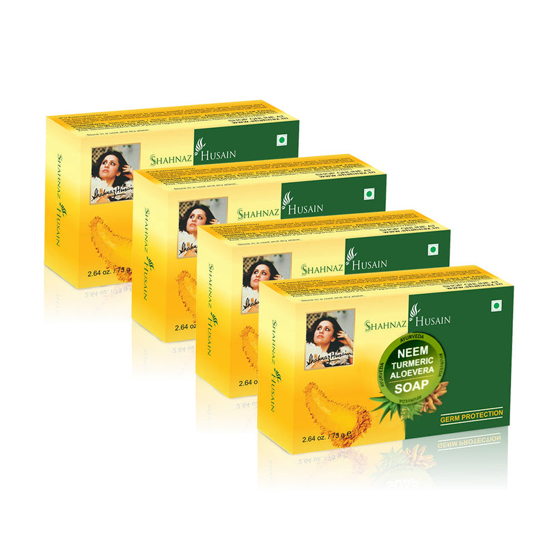 Shahnaz Husain Neem Turmeric Aloevera Soap X Pack of 4, 300g - Buy from Indicrest
