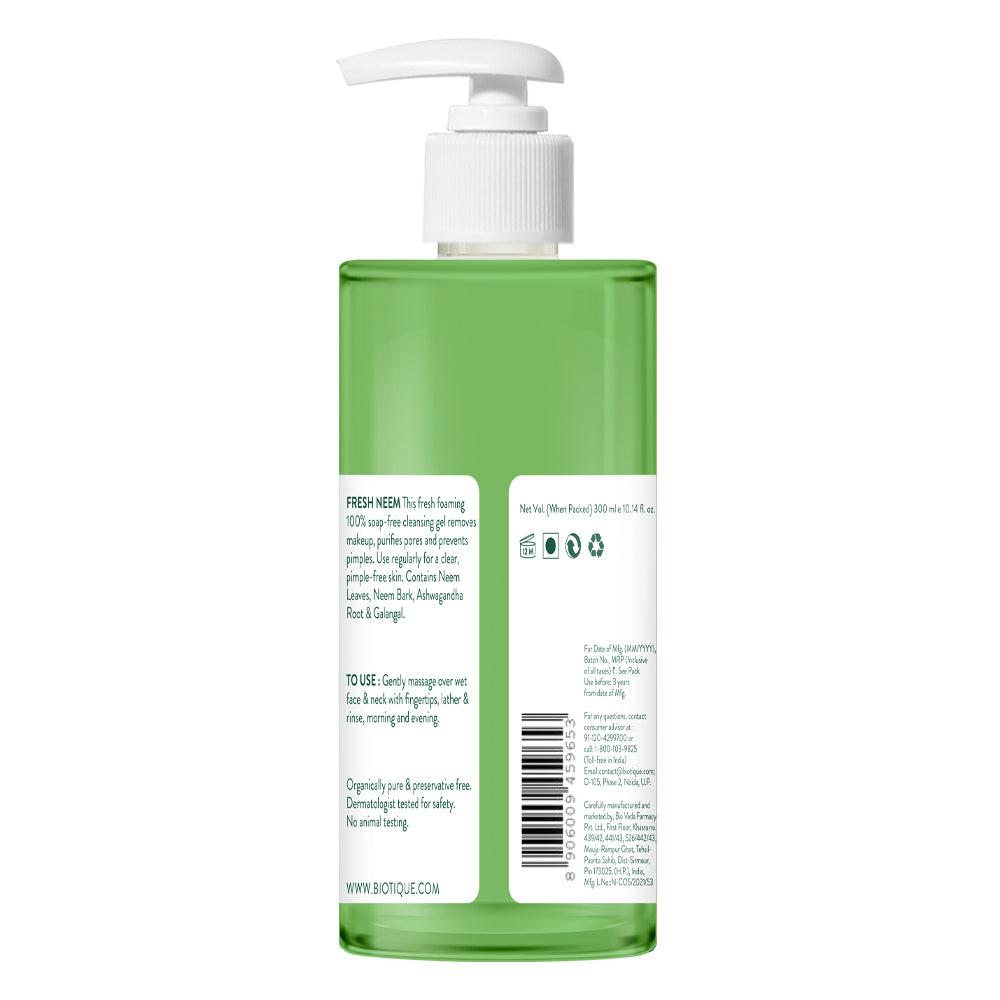 Biotique Fresh Neem Pimple Control Face Wash, 150ml - Image 6 - Buy from Indicrest