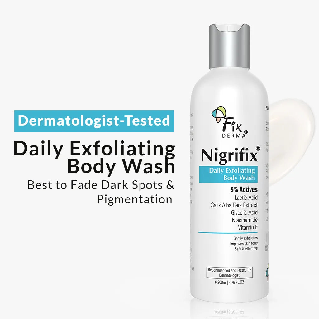 Fixderma Nigrifix Daily Exfoliating Body Wash | 5% Actives for smoother, brighter skin, 200ml - Buy from Indicrest