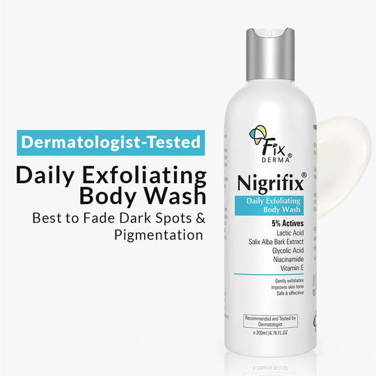 Fixderma Nigrifix Daily Exfoliating Body Wash | 5% Actives for smoother, brighter skin, 200ml - Buy from Indicrest