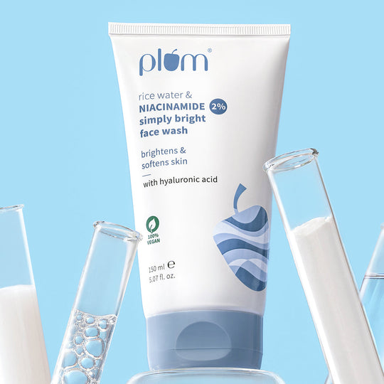 Plum 2% Niacinamide & Rice Water Face Wash | Removes 99% Impurities | Gentle & Non-Drying | Dermat-Tested, 150ml Buy at Indicrest