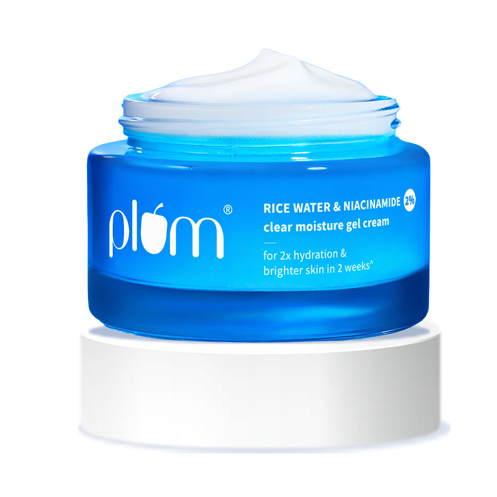 Plum 2% Niacinamide & Rice Water Brightening Gel Moisturizer | 2X Hydration | Brightens Skin In 2 Weeks | Non-Greasy, 50g