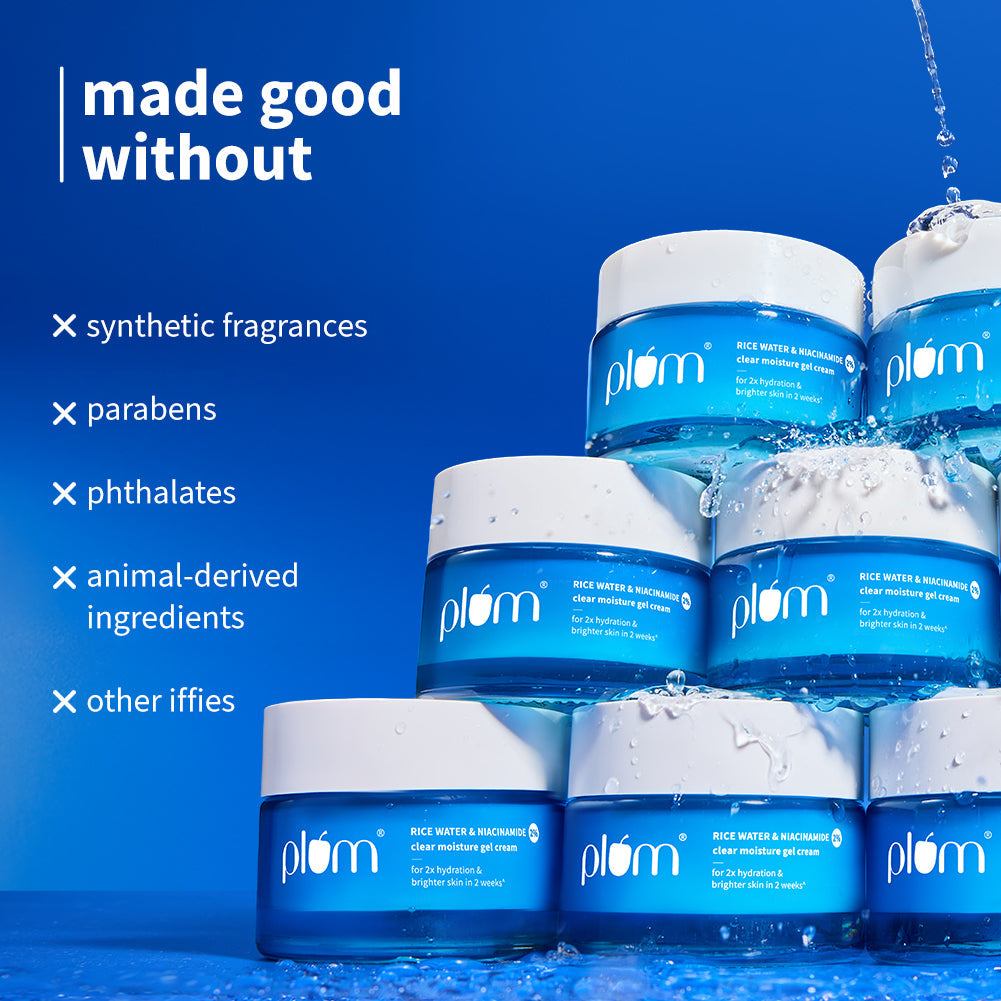 Plum 2% Niacinamide & Rice Water Brightening Gel Moisturizer | 2X Hydration | Brightens Skin In 2 Weeks | Non-Greasy, 50g