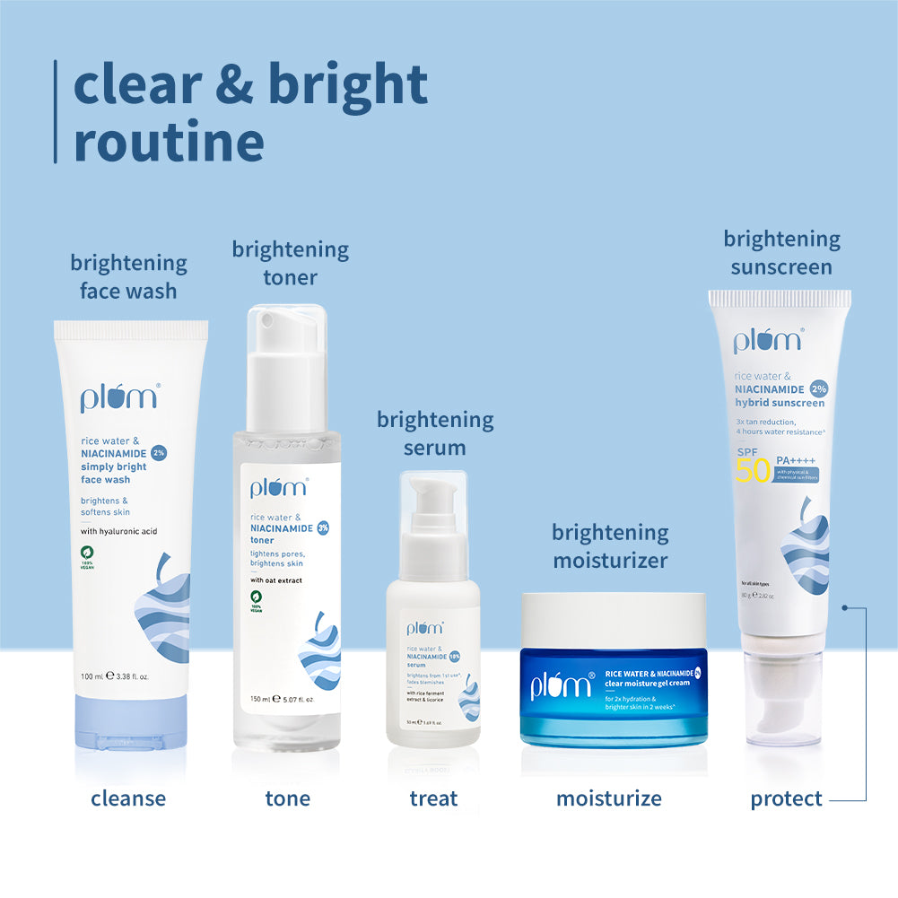 Plum 2% Niacinamide & Rice Water SPF 50 PA++++ Brightening Sunscreen | 3X Tan Reduction | 4-Hr Water Resistant | Dermat-Tested | No White Cast, 80g