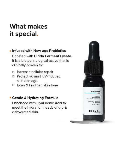 Minimalist Niacinamide 5% Face Serum 10ml For Hydrates, Repairs &amp; Soothes Skin, 10ml - Image 2 - Buy from Indicrest