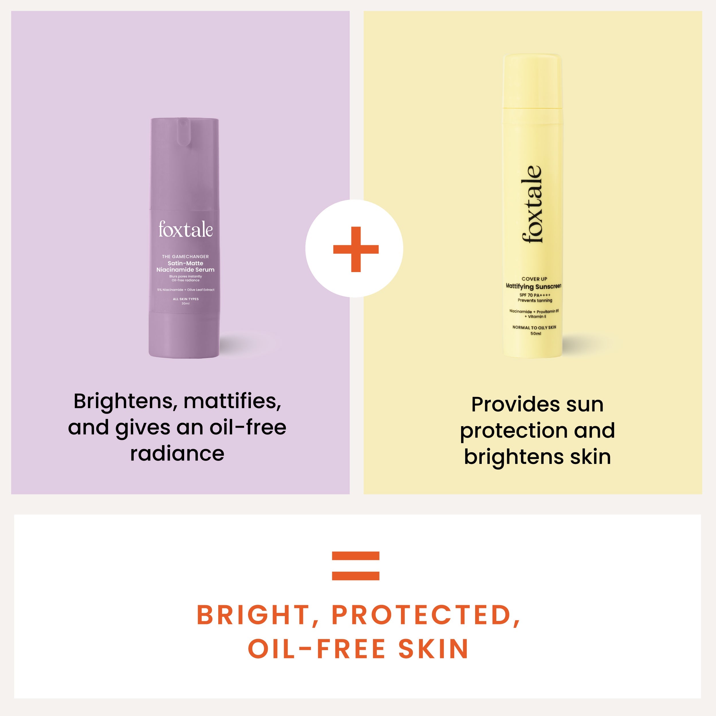 Foxtale The Perfect Matte Duo 5% Niacinamide Brightening Serum + SPF 70 Matte Finish Sunscreen - Image 2 - Buy from Indicrest