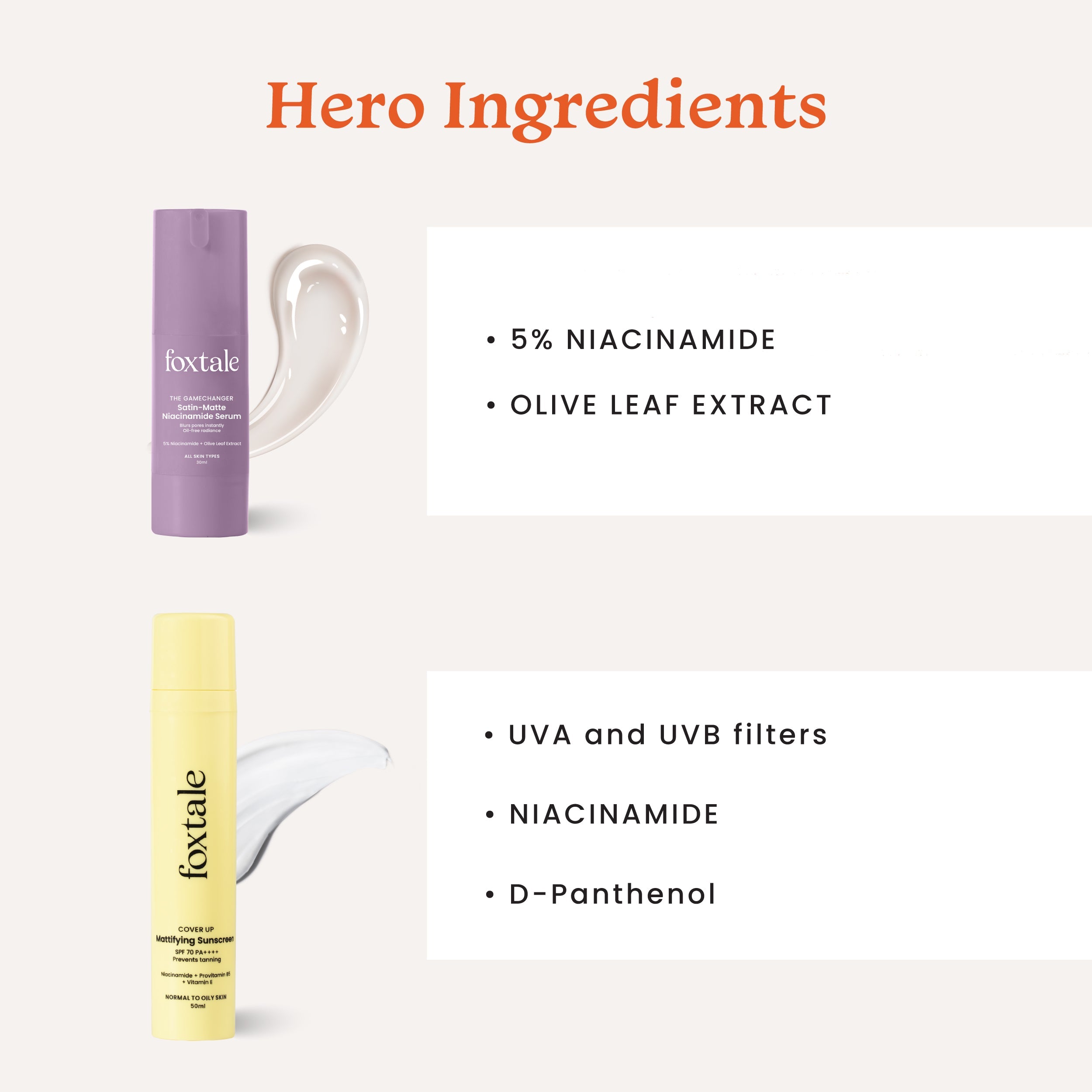 Foxtale The Perfect Matte Duo 5% Niacinamide Brightening Serum + SPF 70 Matte Finish Sunscreen - Image 3 - Buy from Indicrest