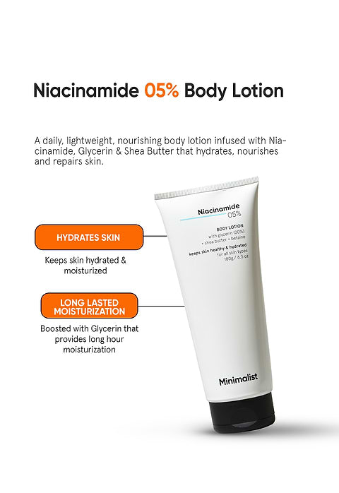 Minimalist Niacinamide 5% Body Lotion For Keeps skin healthy &amp; hydrated, 180g - Image 2 - Buy from Indicrest