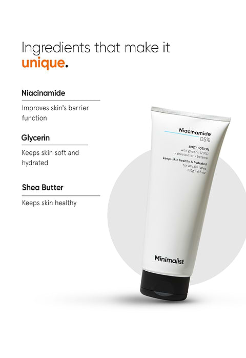 Minimalist Niacinamide 5% Body Lotion For Keeps skin healthy &amp; hydrated, 180g - Image 4 - Buy from Indicrest